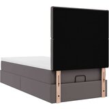vidaXL Otomanski posteljni okvir z vzmetnico siv 90x190 cm um. usnje | Shoptok.si
