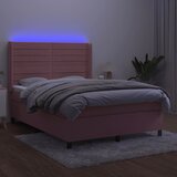  box spring s madracem LED ružičasti 140x190cm baršunasti | shoptok.hr