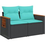  Vrtna sofa s jastucima za 2 osobe, crna, poli ratan | shoptok.hr