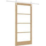  Klizna vrata 93 x 202 cm Masivna borovina i staklo Prirodna | shoptok.hr