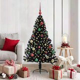 vidaXL Umjetna preddekorirana božićna jelka Črna 150 cm PVC | Shoptok.si