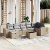 Maison Chic Seti vrtnega pohištva - Vrtna garnitura - Vrtni pohištvo set 8-delna z blazinami bež poli ratan, (21800337) | Shoptok.si