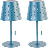 QAZQA Set van 2 tafellampen blauw incl. LED 3-staps dimbaar oplaadbaar en solar - Ferre Cene