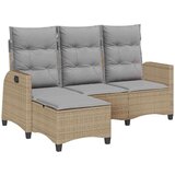 vidaXL Ležeča vrtna zofa z blazinami v obliki črke L Bež Poly Rattan | Shoptok.si