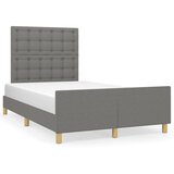 The Living Store Posteljni okvir z vzglavjem temno siv 120x200 cm blago - Posteljni Okvir Z Vzglavjem, (21525161) | Shoptok.si