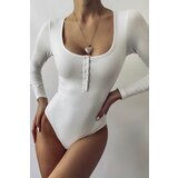 Madmext Bodysuit - White - Slim fit cene