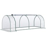 Outsunny vrtni rastlinjak s sprednjimi dvižnimi vrati, jeklena konstrukcija in PVC pokrov, 250x100x80cm, zelen in prozoren, zelena barva, (20747978) Cene