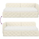 vidaXL Kotna postelja z vzmetnico z vzglavjem krema 90 x 200 cm Žamet | Shoptok.si