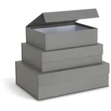 Dekorativne sive kartonaste škatle za shranjevanje v kompletu 3 ks s pokrovom 42,5x29,5x13 cm Kian Paper Laminate –