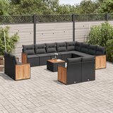 Maison Chic Seti vrtnega pohištva - Vrtna garnitura - Vrtni pohištvo set 13-delna z blazinami črn poli ratan, (21810068) | Shoptok.si