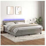 vidaXL Box spring s madracem LED svjetlosivi 160x200 cm baršun | shoptok.hr