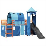 vidaXL Otroški pograd s stolpom moder 90x200 cm trdna borovina | Shoptok.si
