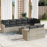 Maison Chic Seti vrtnega pohištva - Vrtna garnitura - Vrtni pohištvo set 9-delna z blazinami sv. siv poli ratan, (21798245) | Shoptok.si