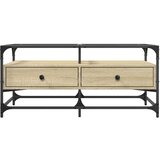 vidaXL Klubska mizica s steklom sonoma hrast 98,5x50x45 cm jeklo | Shoptok.si