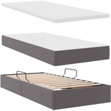  s madracem i skladištem Siva 90 x 190 cm Lažna koža | shoptok.hr