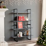 Furnova Knjižna omara 4-nadstropna siva 100x30x140 cm trdna borovina, (21932229) | Shoptok.si