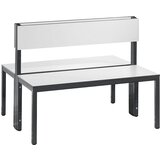 C+P Garderobna klop BASIC PLUS, obojestranska, sedežna površina iz HPL, polovična višina, dolžina 1000 mm, bele barve | Shoptok.si