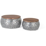 GINER Y COLOMER Komplet dveh miz iz mangovega lesa in aluminija, (22147424) Cene
