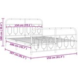  Metalni okvir kreveta uzglavlje i podnožje bijeli 150 x 200 cm | shoptok.hr