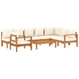  6-dijelna set vrtnih sofa s jastucima masivno bagremovo drvo Krema | Shoptok.si
