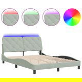  The Living Store Posteljni okvir z LED lučmi svetlo siv 140x200 cm žamet - Posteljni Okvir, (21493148) | Shoptok.si