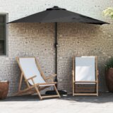 vidaXL Vrtni dežnik Črna 294 x 150 x 224 cm blago | Shoptok.si