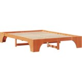 vidaXL Posteljni okvir Voščena rjava Trden les 140 x 200 cm Trden | Shoptok.si