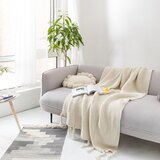 Kondela TEMPO-KALANE, luksuzna pletena odeja z resicami, smetana, 150 x 200 cm | Shoptok.si