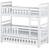 Molarem Home Drveni dječji krevet na kat Oliwia s tri kreveta - bijeli - 190x90 cm - Madrac PE pjena 8 cm-spužvasti madrac | shoptok.hr