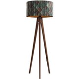 QAZQA Vloerlamp walnoot hout met velours lampenkap blad dessin 50cm - Tripod Classic Cene