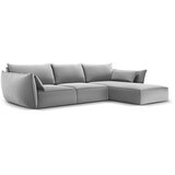 Mazzini Sofas Svetlo siva žametna kotna sedežna garnitura z ležalnikom (desni kot) Vanda – | Shoptok.si