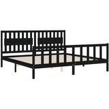  Okvir za krevet s uzglavljem crni 200 x 200 cm od masivnog drva | Eponuda.com