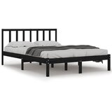  Okvir za krevet od masivne borovine crni 150x200 cm bračni | shoptok.hr