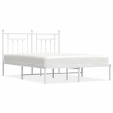 Maison Chic Kovinski Posteljni okvir - Dvoposteljna postelja - Zakonska postelja z vzglavjem bel 140x190 cm, (21693073) | Shoptok.si