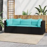 The Living Store Vrtna sedežna garnitura 3-delna z blazinami črn poli ratan - Vrtna Sedežna Garnitura, (21467070) | Shoptok.si
