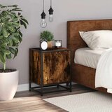vidaXL Nočna omarica dimljeni hrast 40x31x50 cm inž. les in kovina | Shoptok.si