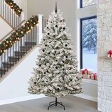 vidaXL Umestno božično drevo Zelena in Bela 300 cm PVC in kovina | Shoptok.si
