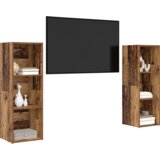 vidaXL Set TV komoda s policom s pohranom 2 pcs Staro drvo 107 x 35 x 37 cm | shoptok.hr