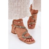 ARTIKER Women's Heeled Sandals With Crystals Beige | Shoptok.si