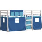  Krevet na kat sa zavjesama plavi 80x200 cm od masivne borovine | shoptok.hr