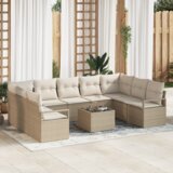 vidaXL 10-dijelni vrtni kauč set s jastucima smeđi poli ratan | shoptok.hr