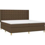 Krevet box spring s madracem LED tamnosmeđi 200x200 cm tkanina | Eponuda.com