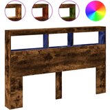 vidaXL Omarica za vzglavje postelje LED dimljeni hrast 160x17x102 cm, (21081642) Cene