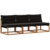 3 Komad Srednja sofa za van Čvrsto drvo akacije Prirodna - Prirodna i crno 3x srednje | shoptok.hr