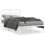 Maison Chic Kovinski Posteljni okvir - Dvoposteljna postelja - Zakonska postelja z vzglavjem bel 120x190 cm, (21693134) | Shoptok.si