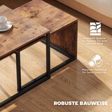  Set od 2 stolića za kavu stolića za sofu pomoćnih stolića iverica metal 90 x 48 x 42 cm/59 x 42 x 36 cm crna+smeđa | shoptok.hr