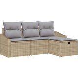 Set od 4 komada kauča za vrt s jastučićima Bež Poli Ratan | shoptok.hr