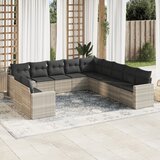 vidaXL 11-dijelni set vrtnih sofa poliratan s jastucima svijetlosivi Cijene