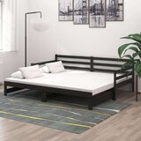 Izvlečna dnevna postelja črna trdna borovina 2x(90x200) cm, (20606174) Cene