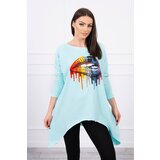 Kesi Oversize blouse with a rainbow mint print Cene